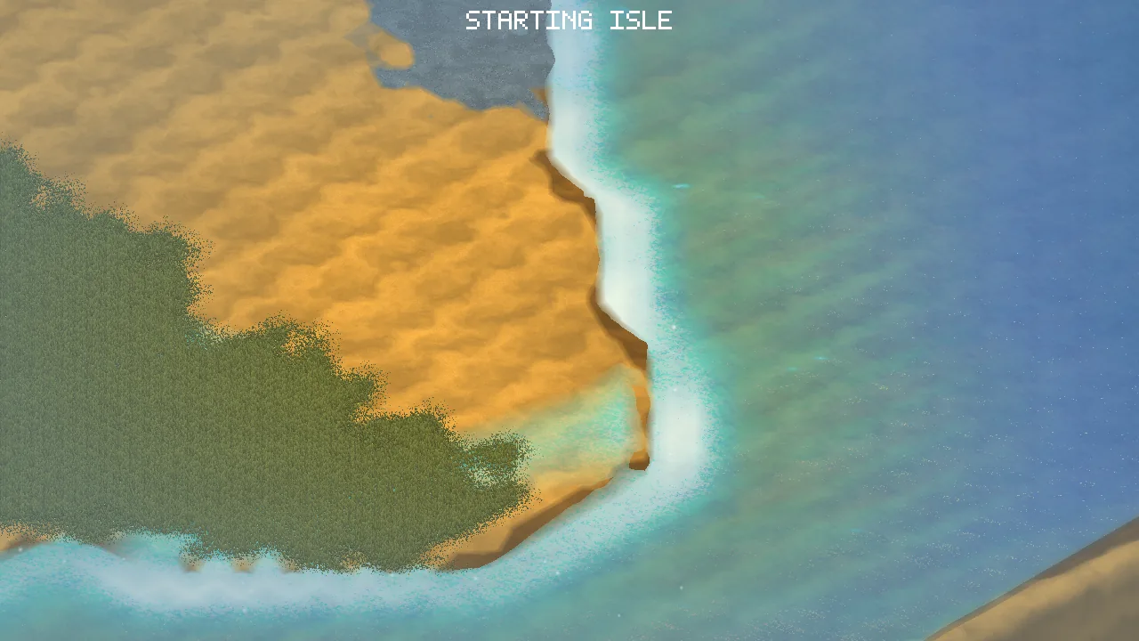 The same beach after the rebuild: grass, sand and a low bank meet water with a continuous line of surf