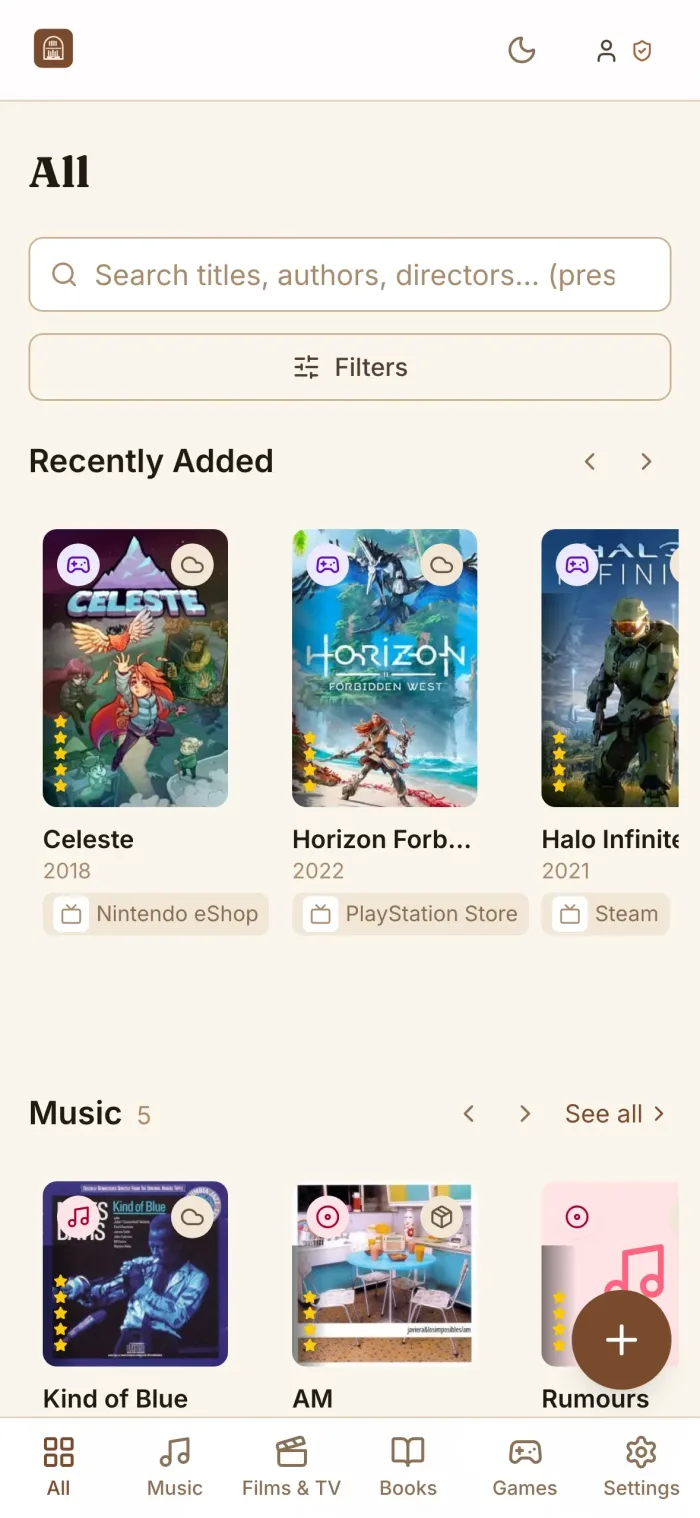 Armarium on mobile, installed as a PWA